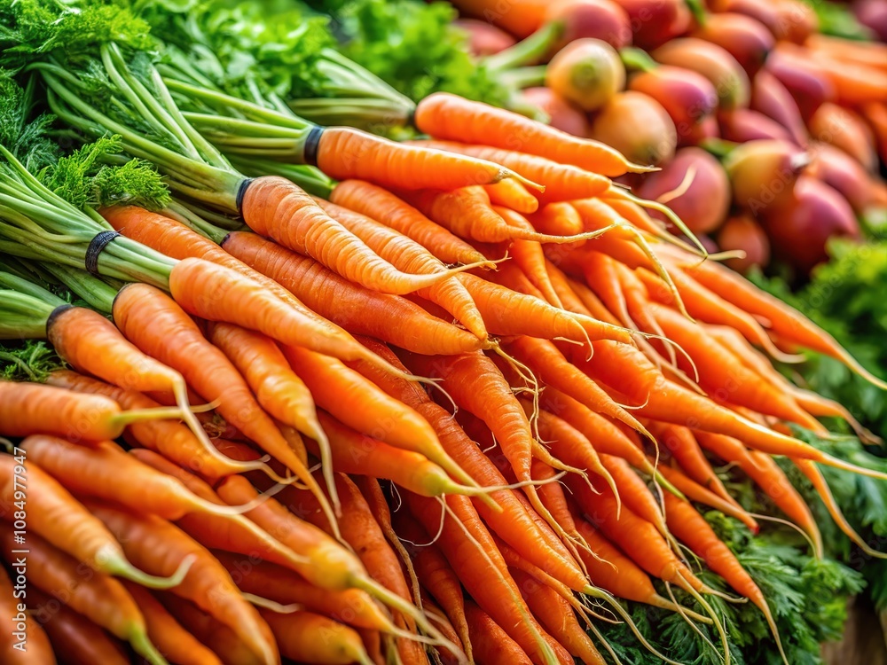 Fresh Baby Carrots Heap Market Photorealistic Fresh Baby Carrots Heap Market Photorealistic