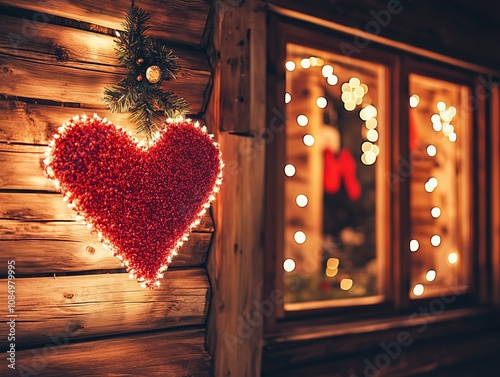 Heart of Christmas: Rustic Glow and Festive Cheer. Generative Ai Photos photo