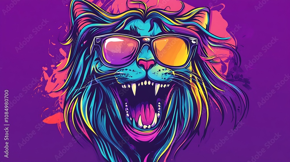 Obraz premium Retro Cat with Sunglasses