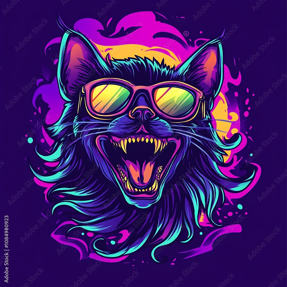 Obraz premium Retro Cat with Sunglasses