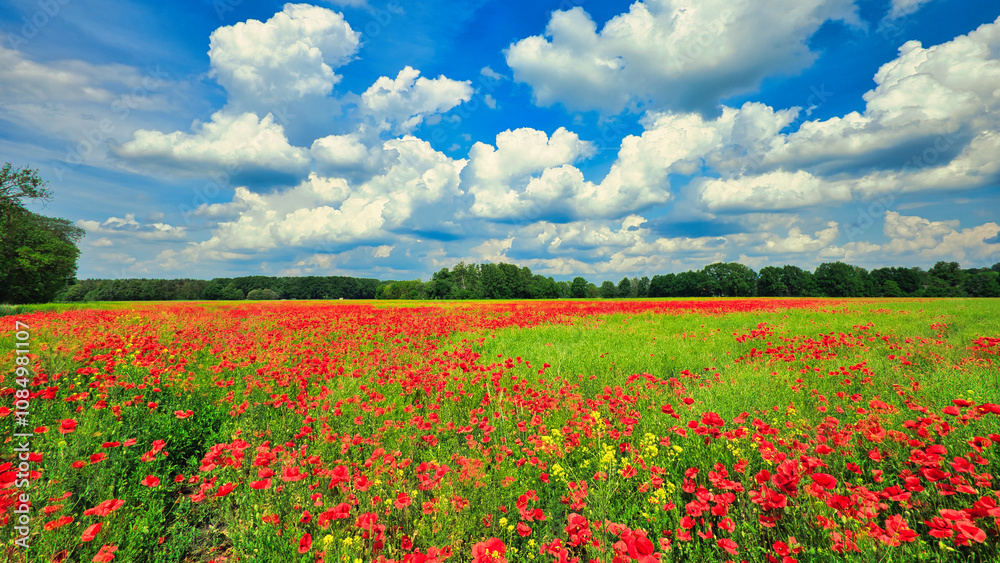 Mohn - Ecology - Beautiful summer day. Red poppy field. - Flowers Red poppies blossom on wild field. - Sunrise - Sunset - High quality photo Mohn - Ecology - Beautiful summer day. Red poppy field. - Flowers Red poppies blossom on wild field. - Sunrise - Sunset - High quality photo