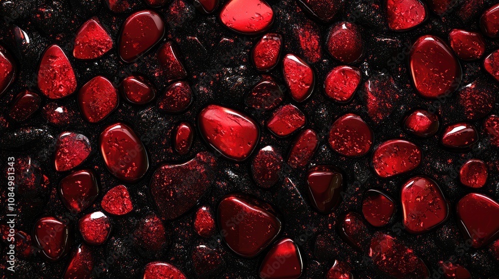 Red Stones on a Black Background Red Stones on a Black Background