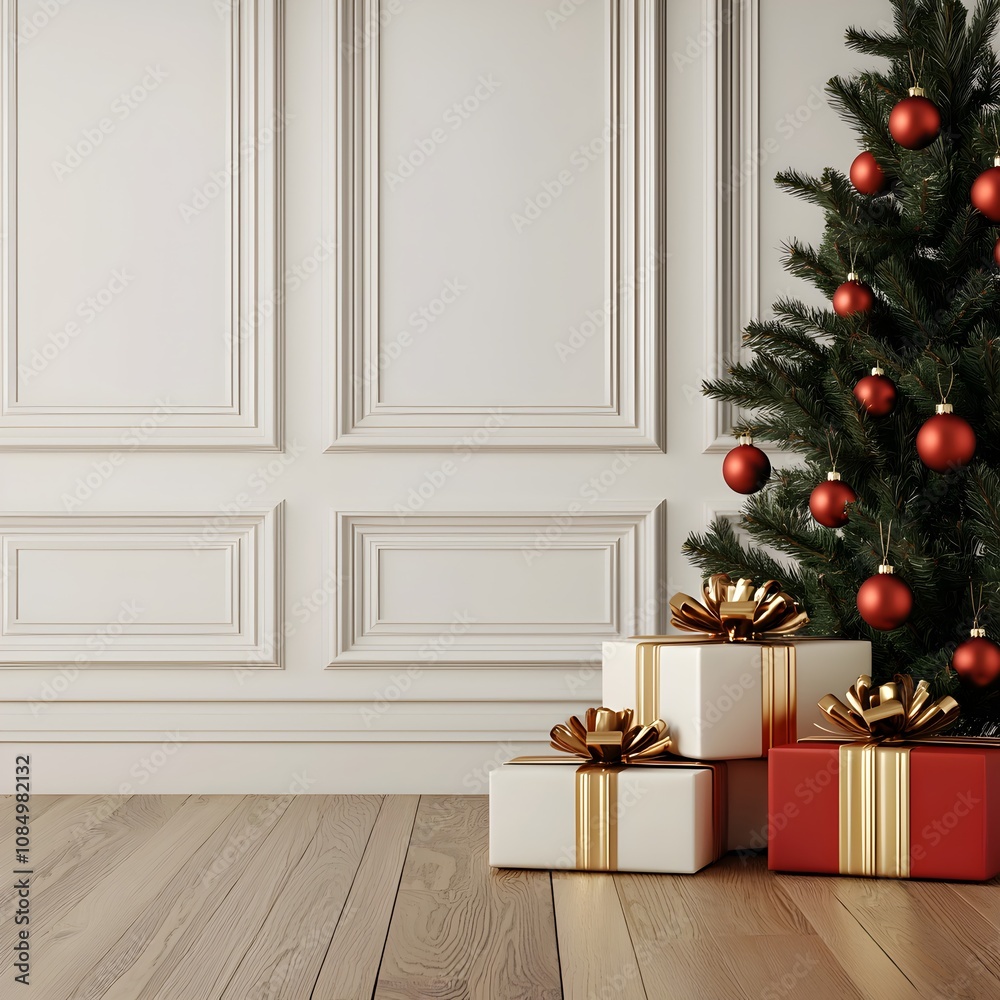 Elegant Christmas Tree with Presents in a Stylish Setting