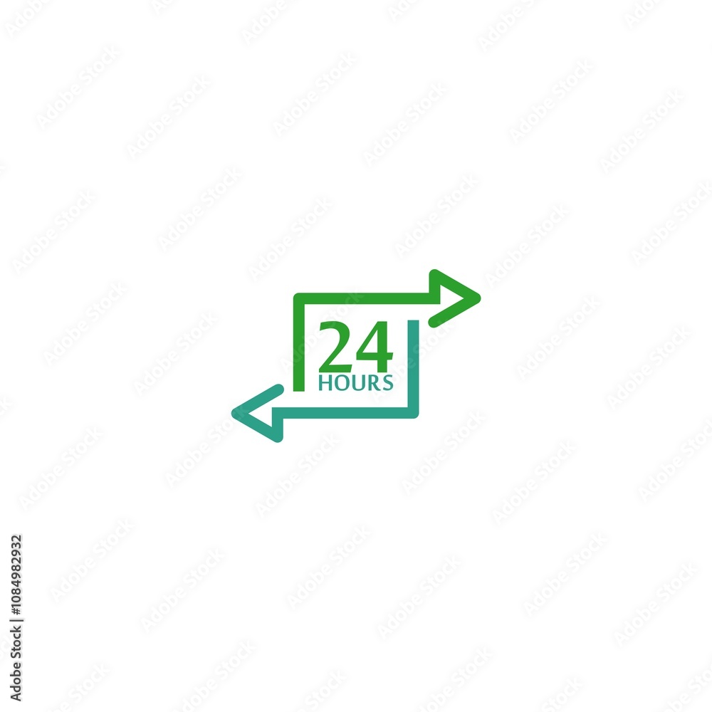 24 hours a day icon isolated on white background