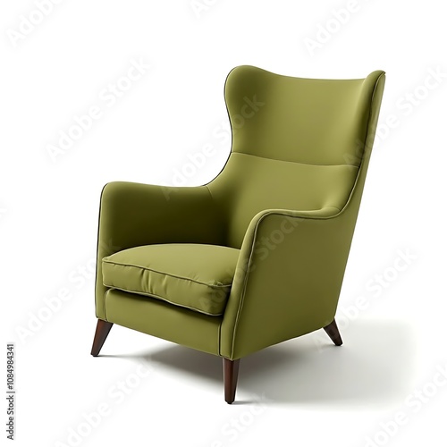 Modern green armchair isolated on white background, furniture home decoration design