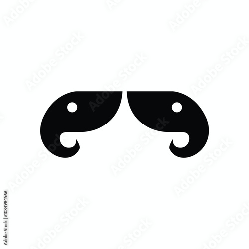 movember, moustache black filled vector icon, flat moustache for web site, fashion decoration and barbershop symbol