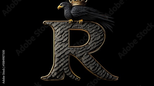 Regal elegance of golden letter photo