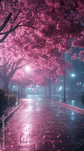 Rainy Night Under Cherry Blossoms