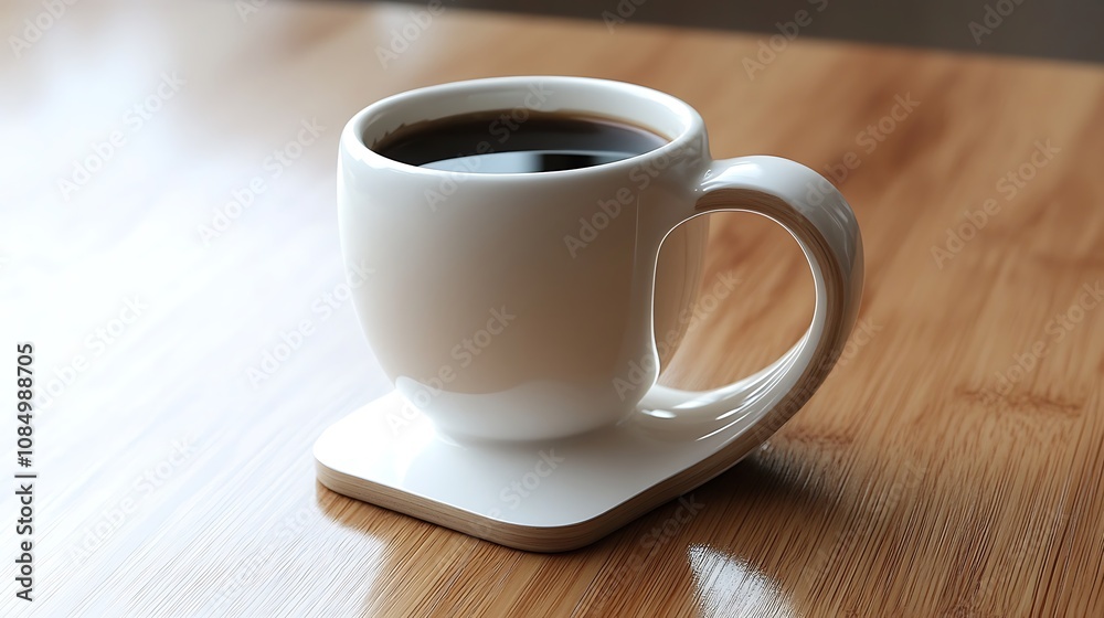 Coffee Cup with Wooden Handle and Coaster Coffee Cup with Wooden Handle and Coaster