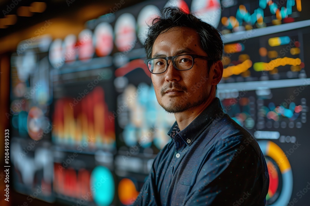 An image of a forward-thinking tech entrepreneur standing. Generative Ai An image of a forward-thinking tech entrepreneur standing. Generative Ai