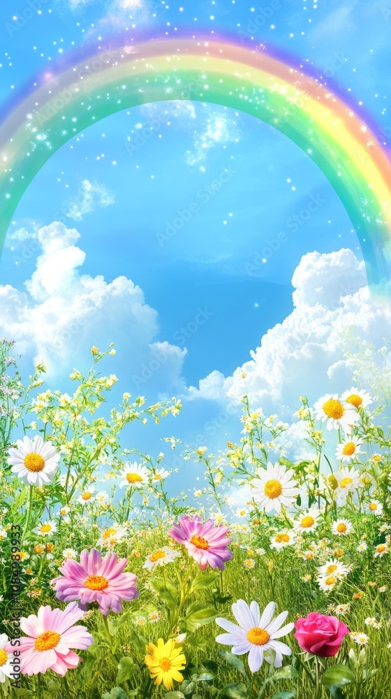 Rainbow Over a Field of Daisies Rainbow Over a Field of Daisies
