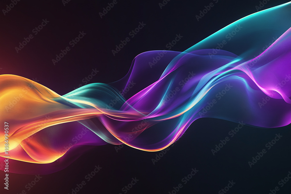 Obraz premium Colorful Light Trails with Glowing Neon Waves and Vibrant Energy Flow