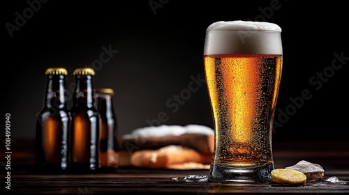 Refreshing Cold Beer in a Glass for Leisure Time