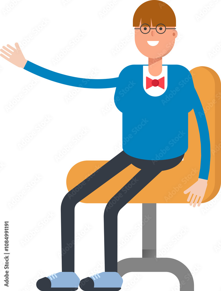 Boy with Bowtie Suit Character Sitting on Office Chair
Boy with Bowtie Suit Character Sitting on Office Chair