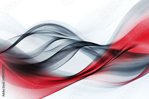 Abstract Flowing Red and Black Fabric with Smooth, Glossy Texture