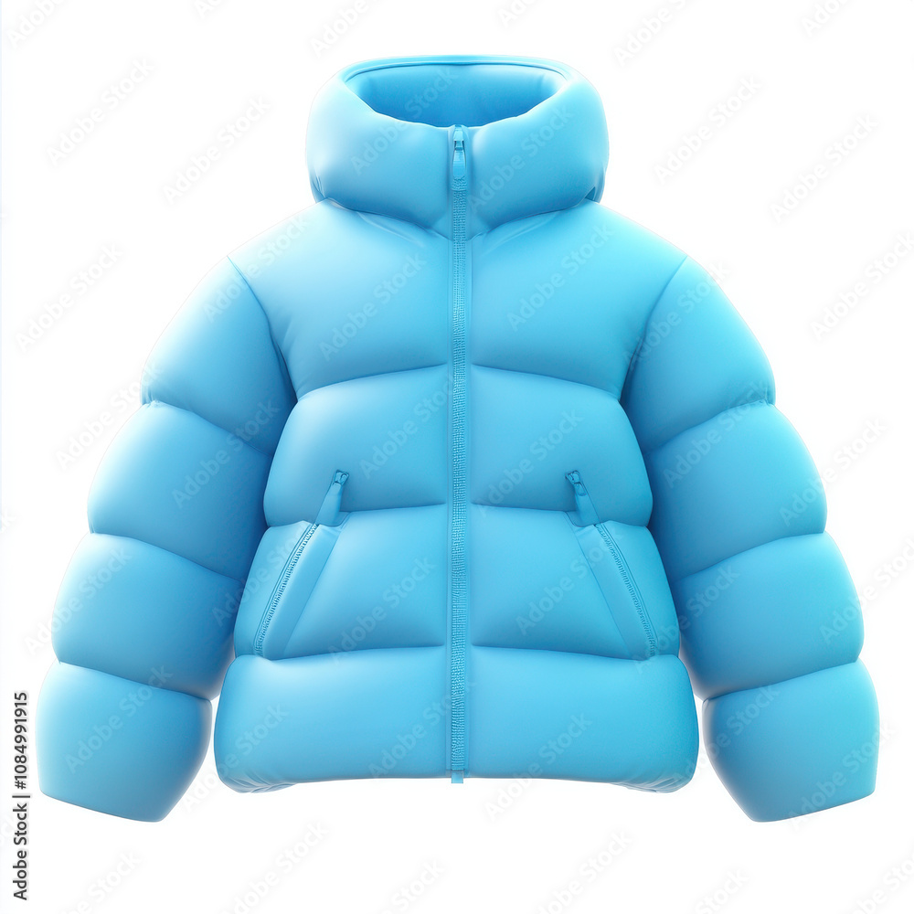 Cute Blue Down Jacket 3D Render for Fashion Appeal Cute Blue Down Jacket 3D Render for Fashion Appeal