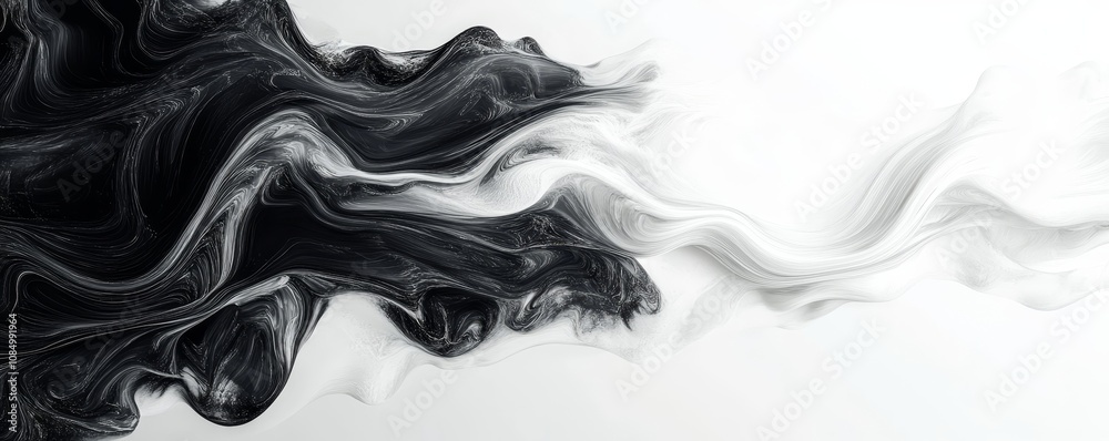 Abstract black and white flow swirl, textured noise header, Generative AI Abstract black and white flow swirl, textured noise header, Generative AI
