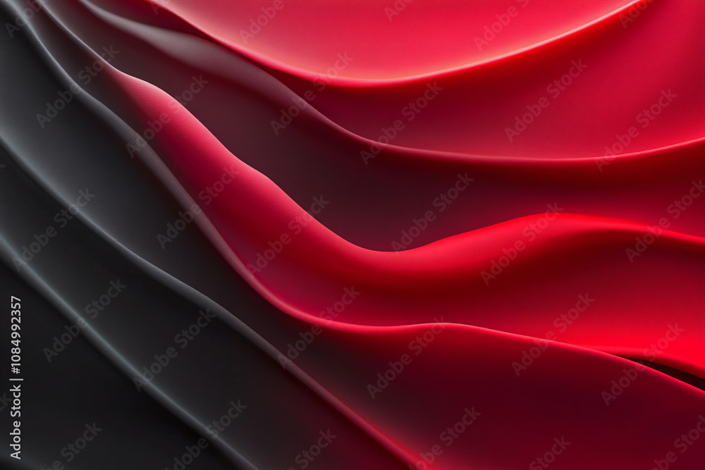 Obraz premium Abstract Flowing Red and Black Fabric with Smooth, Glossy Texture