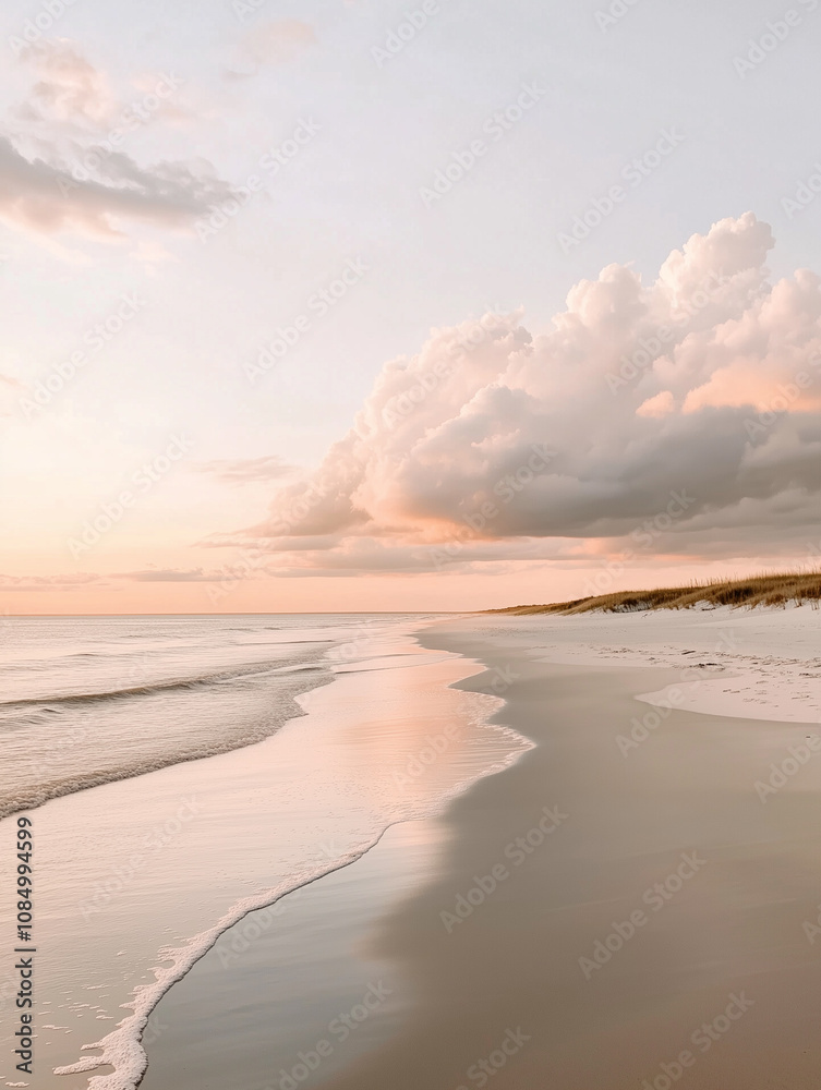 Obraz premium Tranquil Beach Sunset with Soft Reflections
