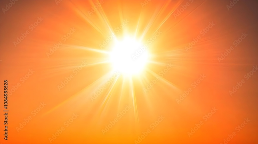 Obraz premium Bright Sun Shines in the Sky, Creating an Orange Gradient That Illuminates the Atmosphere with Warmth and Energy, Perfect for Nature and Sunrise Imagery