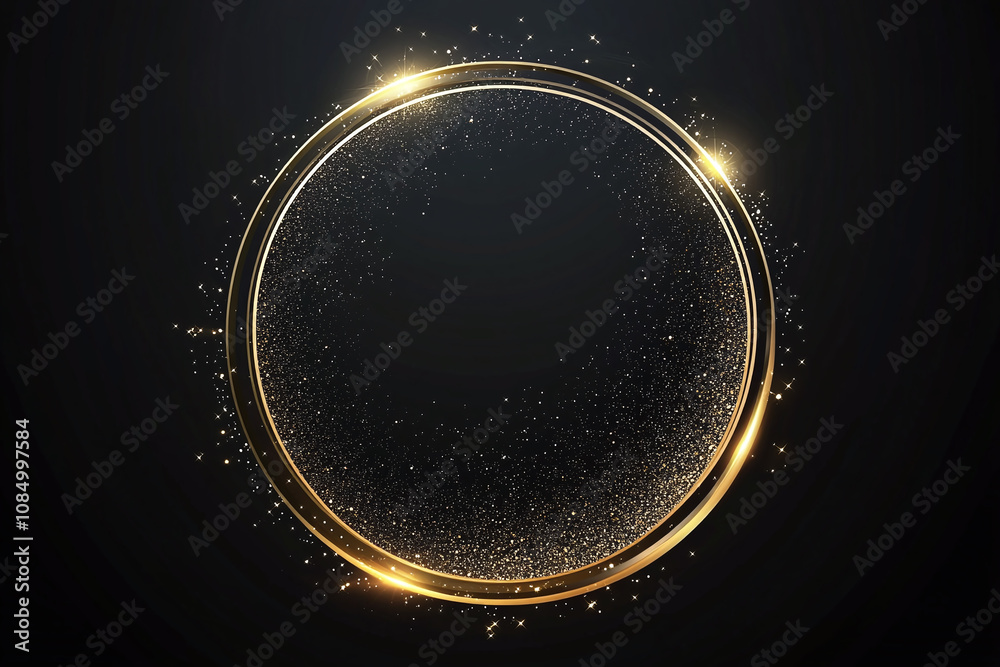 Golden Ring with Glowing Particles on a Dark Background Golden Ring with Glowing Particles on a Dark Background