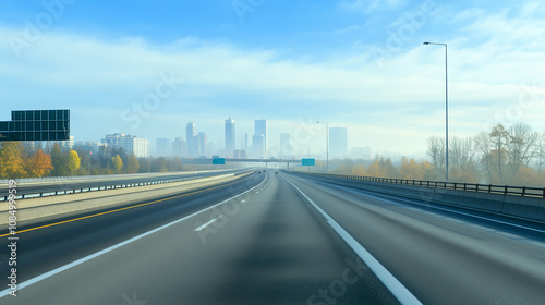 Empty express lane on highway during off-peak hours, symbolizing efficiency and opportunity in a calm, uncluttered environment.