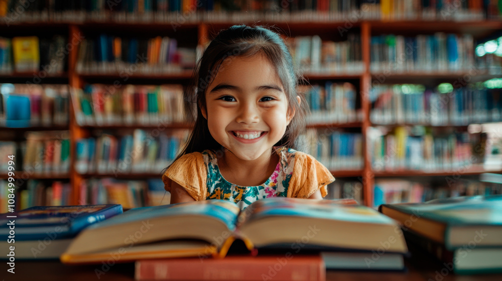 happy Child In School Library Kids Reading Books happy Child In School Library Kids Reading Books
