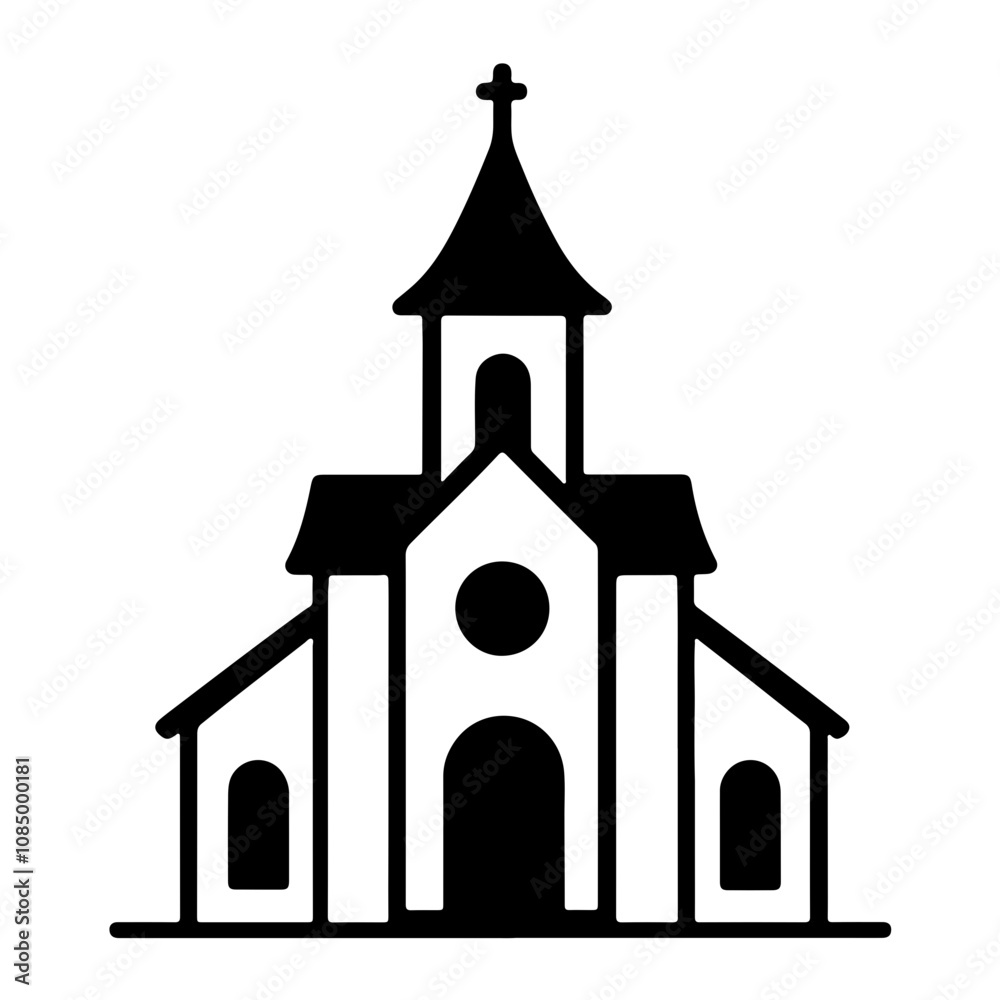 Church illustration, minimalist design, urban landmark Church illustration, minimalist design, urban landmark