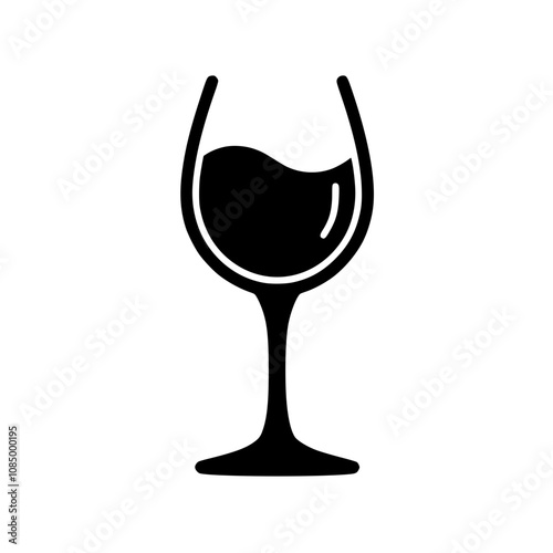 Red wine glass illustration, black and white style