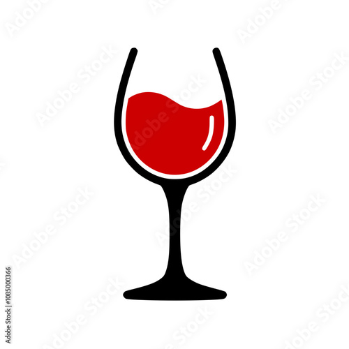 Red wine glass illustration, colorful design