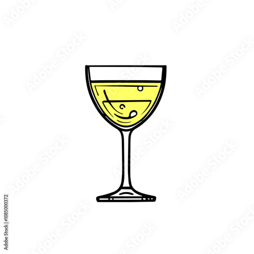 Champagne glass illustration, yellow drink