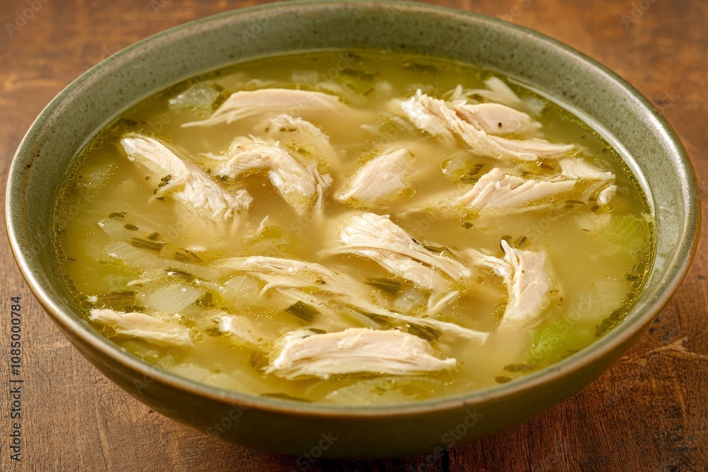 Delicious and Warm Chicken Soup with Tender Shredded Chicken and Aromatic Vegetables, Perfectly Designed for Comfort and Nourishment on a Cozy Day Delicious and Warm Chicken Soup with Tender Shredded Chicken and Aromatic Vegetables, Perfectly Designed for Comfort and Nourishment on a Cozy Day