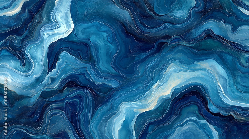 Obraz premium Blue color abstract background with swirling lines wave