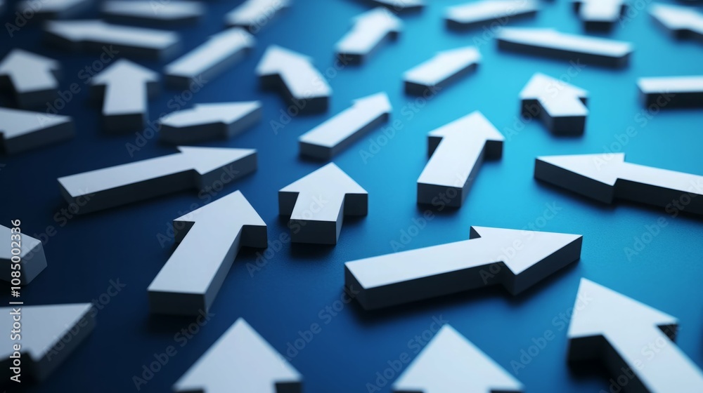 Many white arrows pointing upward on a dark blue background. Many white arrows pointing upward on a dark blue background.