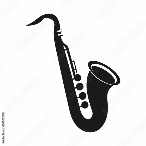 Black Silhouette of a Saxophone Vector illustration