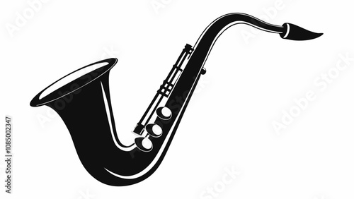 Black Silhouette of a Saxophone Vector illustration