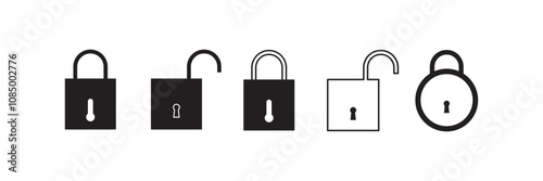 Padlock, lock or locked icon for social media, mobile application, password, UI template. website