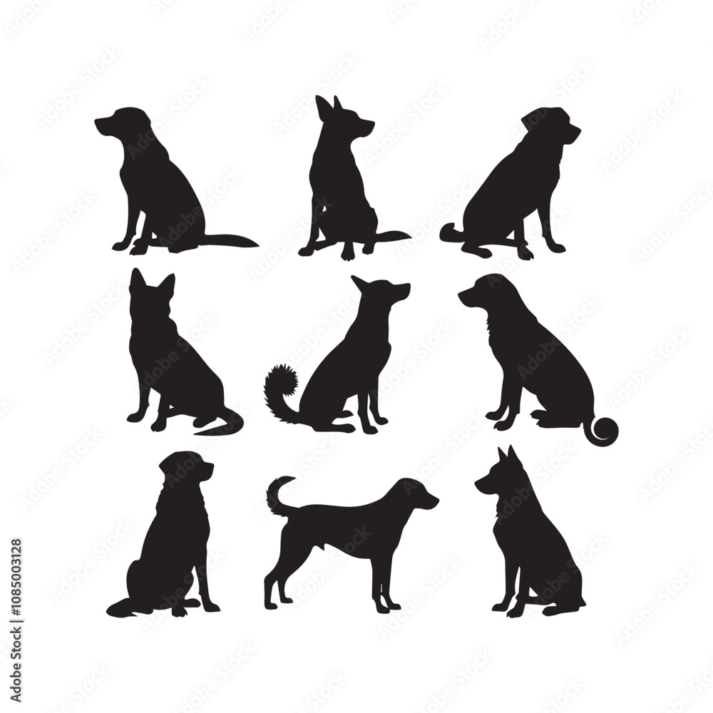 Dog silhouette flat illustration