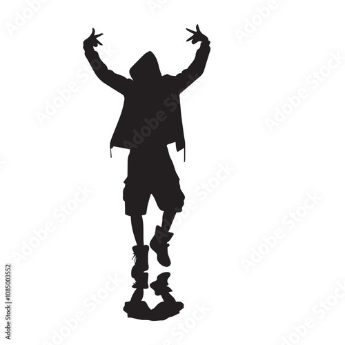 Hip hop dance silhouette - vector image of hiphop dance man - man dance 
