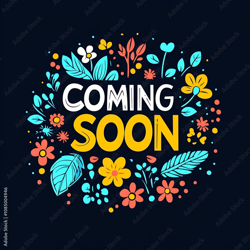 Obraz premium Coming Soon Text with Colorful Paint Splashes on Black Background