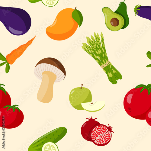 Seamless Pattern with Vegetables. Fresh and Vibrant Design for Food-Themed Projects, background photo