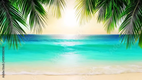 Wallpaper Mural Beach palm tree swaying in the tropical breeze, a picturesque seascape Torontodigital.ca