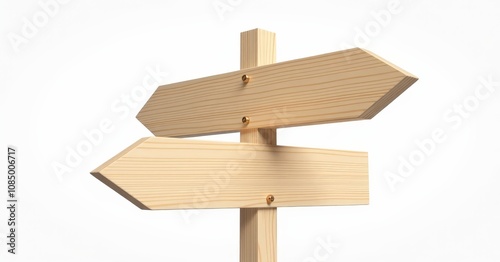 Wooden Directional Signpost Eco Friendly Design with Three Arrows on Background