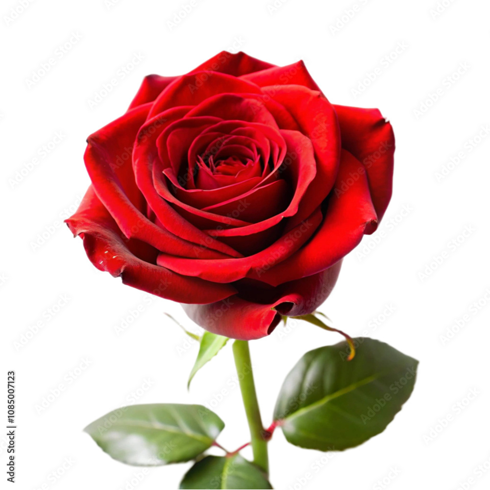 Single red rose in full bloom isolated on transparent background Single red rose in full bloom isolated on transparent background
