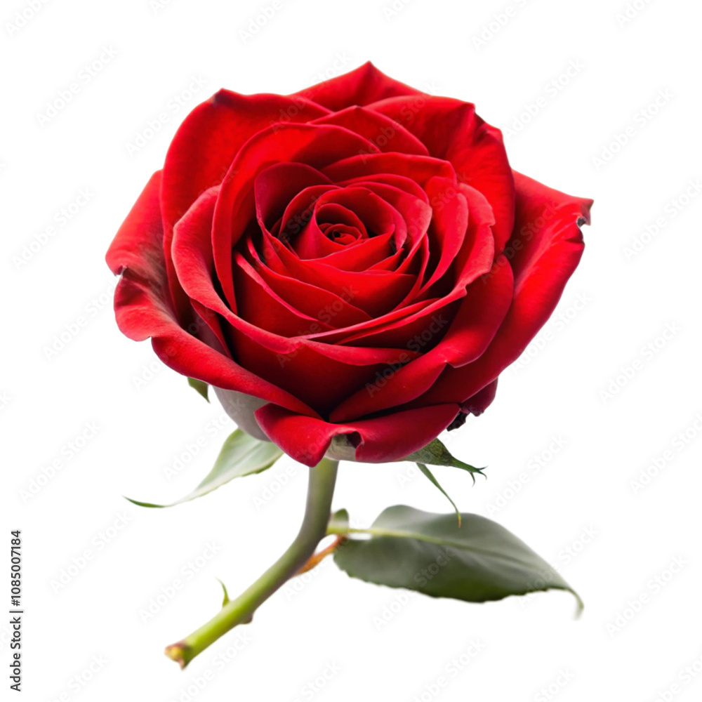 Single red rose in full bloom isolated on transparent background Single red rose in full bloom isolated on transparent background