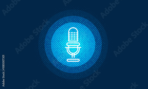 Podcast concept. Microphone with voice recording wave. Future technology