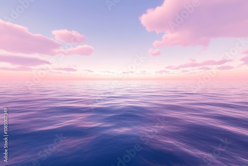 Tranquil Ocean Scene at Sunset with Serene Water and Soft Clouds Reflecting Gentle Pastel Colors for Peaceful Background or Relaxing Atmosphere