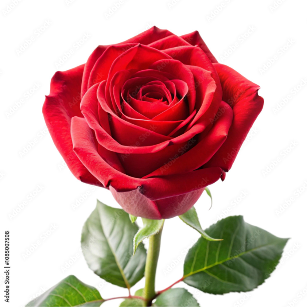Single red rose in full bloom isolated on transparent background Single red rose in full bloom isolated on transparent background