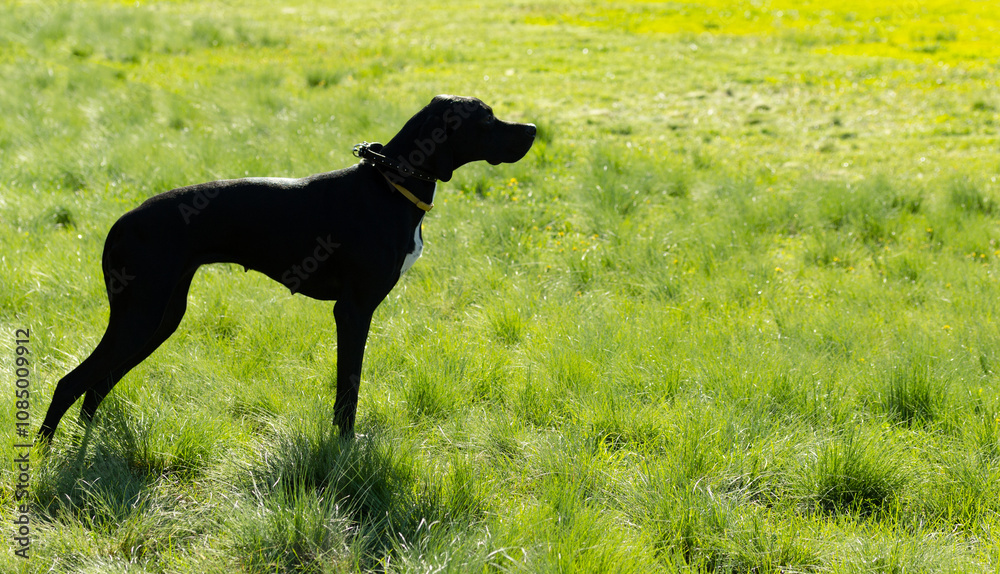 hunting dog on the nature of the spring hunting dog on the nature of the spring