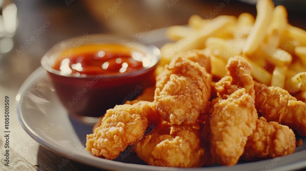 Crispy Chicken Tenders with Fries and Ketchup Crispy Chicken Tenders with Fries and Ketchup
